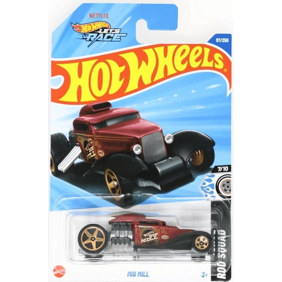 Hot Wheels 2025 Mid Mill Die-Cast Car  97/250 Rod Squad 7/10 1:64 Scale