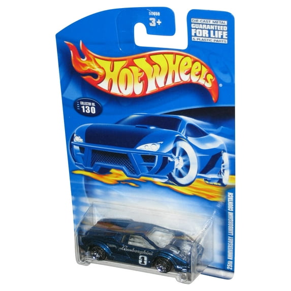 Hot Wheels 25th Anniversary (2001) Blue Lamborghini Countach Toy Car #130