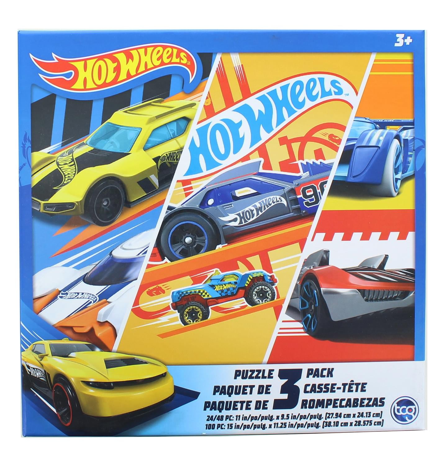 Hot Wheels, Kids Puzzles, 3 Pack, Includes 24, 48, & 100 pieces