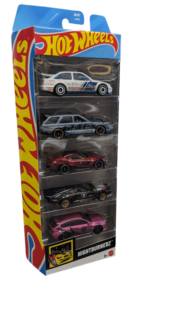Mattel, Hot Wheels 5 pack Nightburnerz, Gold, Assorted Vehicles