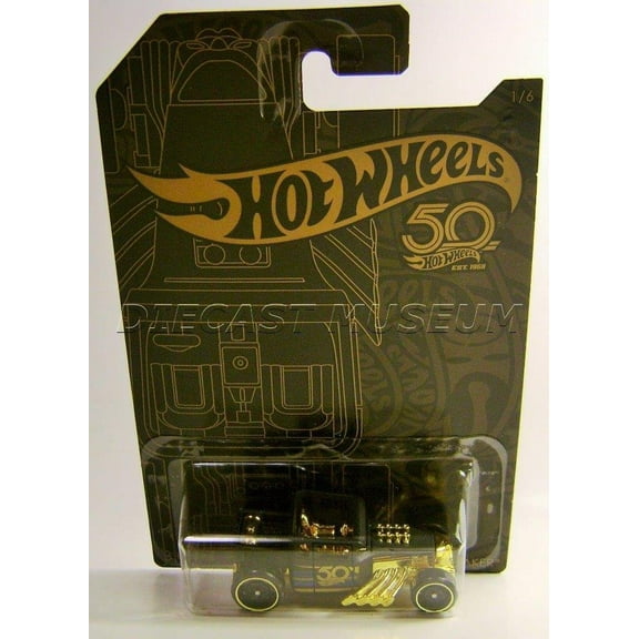 Hot Wheels 50th Anniversary Black & Gold Series Bone Shaker Diecast Car 1/64 Scale