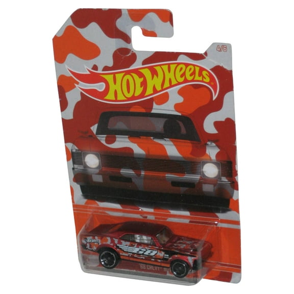 Hot Wheels '68 Chevy Nova (2015) Camouflage Series Red Toy Car 6/8 - (Card Minor Wear)