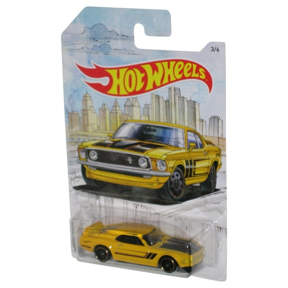 Hot Wheels '69 Ford Mustang Boss 302 (2018) Mattel Yellow Toy Car 3/6