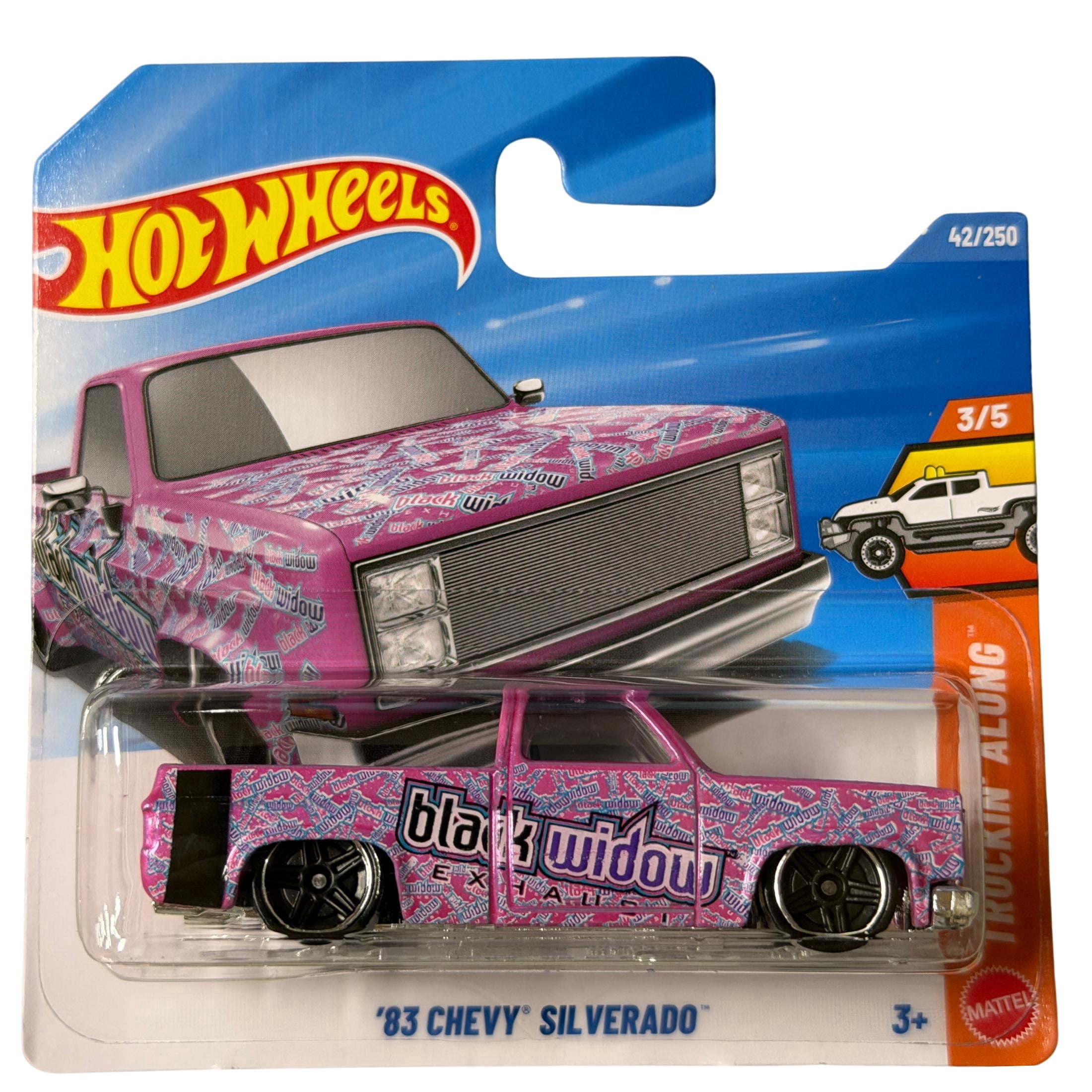Hot Wheels '83 Chevy Silverado Pink Black Widow Exhaust Livery 1