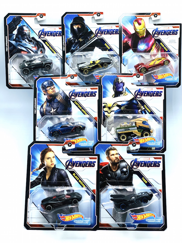 Hot Wheels AVENGERS Set of 7 Diecast Character Cars Captain