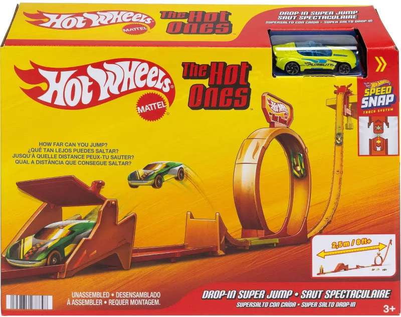 Hot Wheels The Hot Ones Drop-In Super Jump Diecast Car Track Set