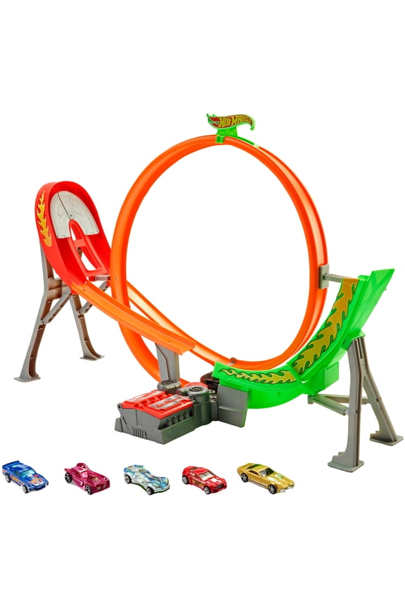 Action Power Shift Motorized Raceway Track Playset with Booster & 5 Cars in 1:64 Scale