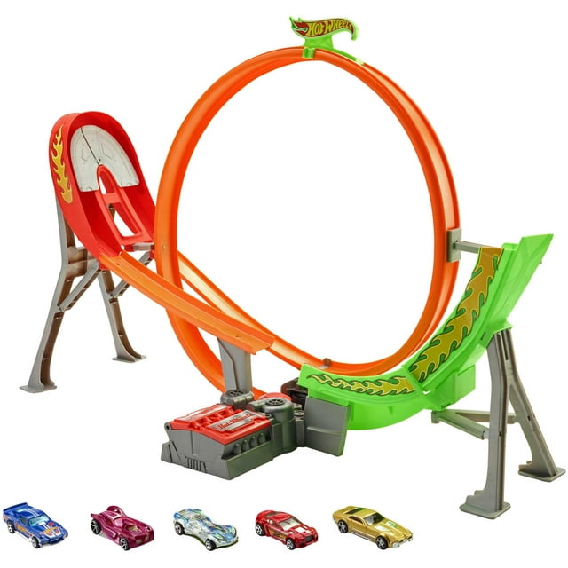 Hot Wheels Action Power Shift Motorized Raceway Track Set, Includes 5 Cars in 1:64 Scale