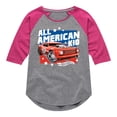 thumbnail image 1 of Hot Wheels - All American Kid - Toddler And Youth Girls Raglan Graphic T-Shirt, 1 of 5