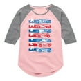 thumbnail image 1 of Hot Wheels - America Cars - Toddler And Youth Girls Raglan Graphic T-Shirt, 1 of 5