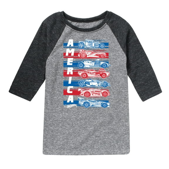 Hot Wheels - America Cars - Toddler And Youth Raglan Graphic T-Shirt