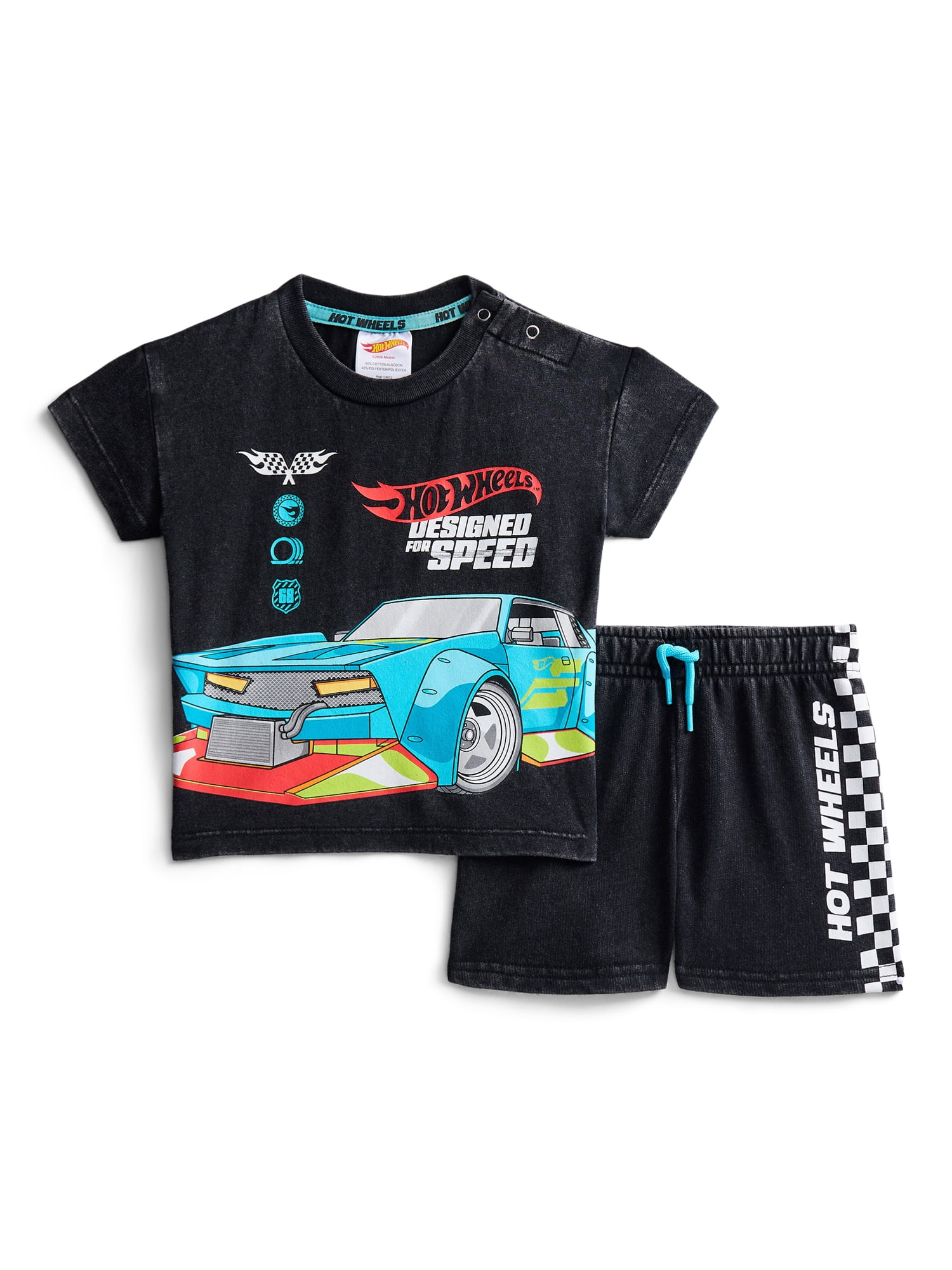 Hot Wheels Baby and Toddler Boy Short Sleeve Graphic Tee and Matching Shorts Set, 2-Piece, Sizes 0/3M-5T
