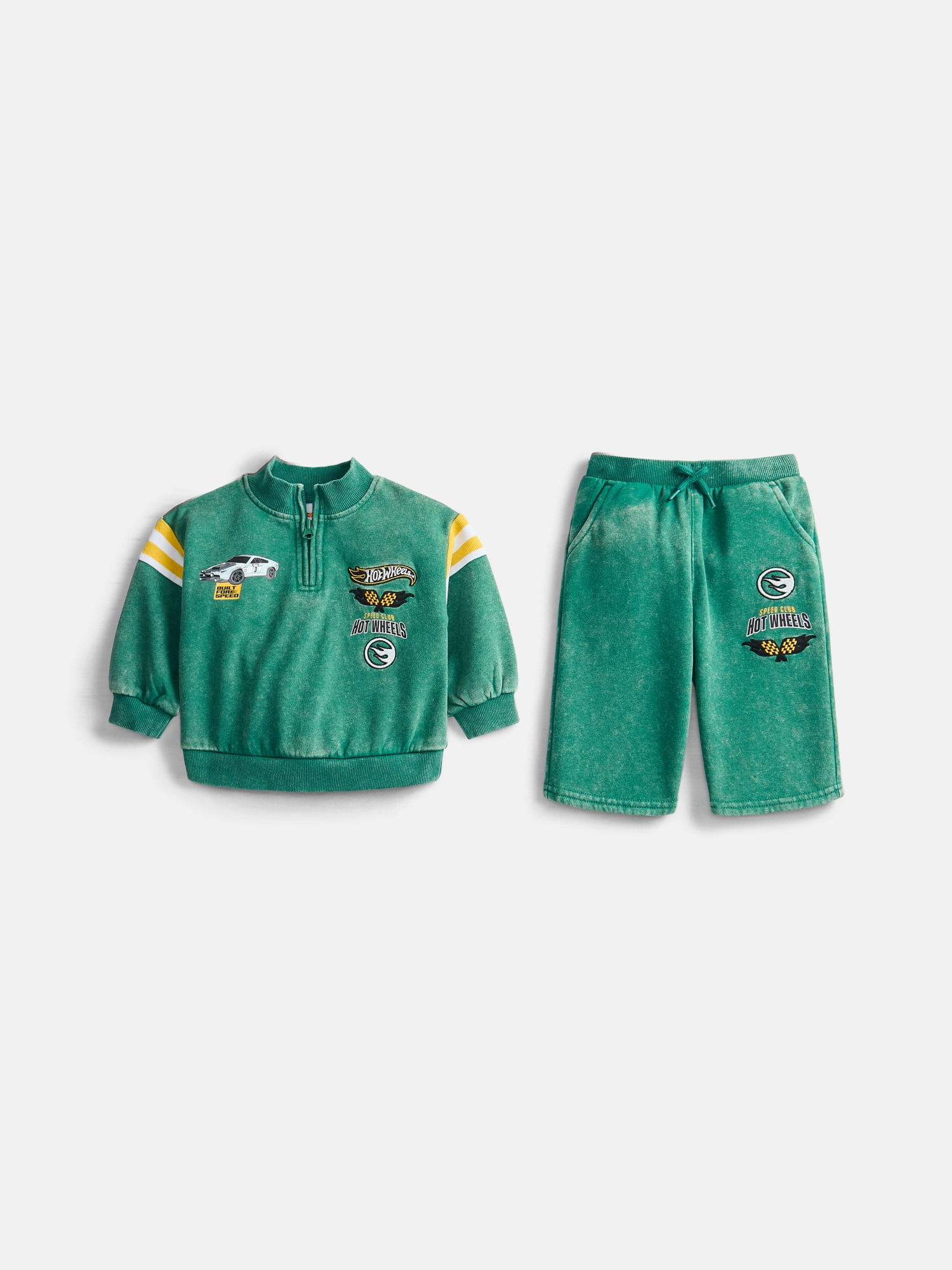 Hot Wheels Baby Boys Half Zip Sweatshirt and Pants Set, 2 Piece, Sizes 0/3M-6/9M