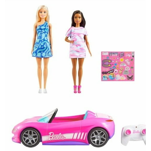 Hot Wheels Barbie RC Convertible Car with 2 Barbie Dolls