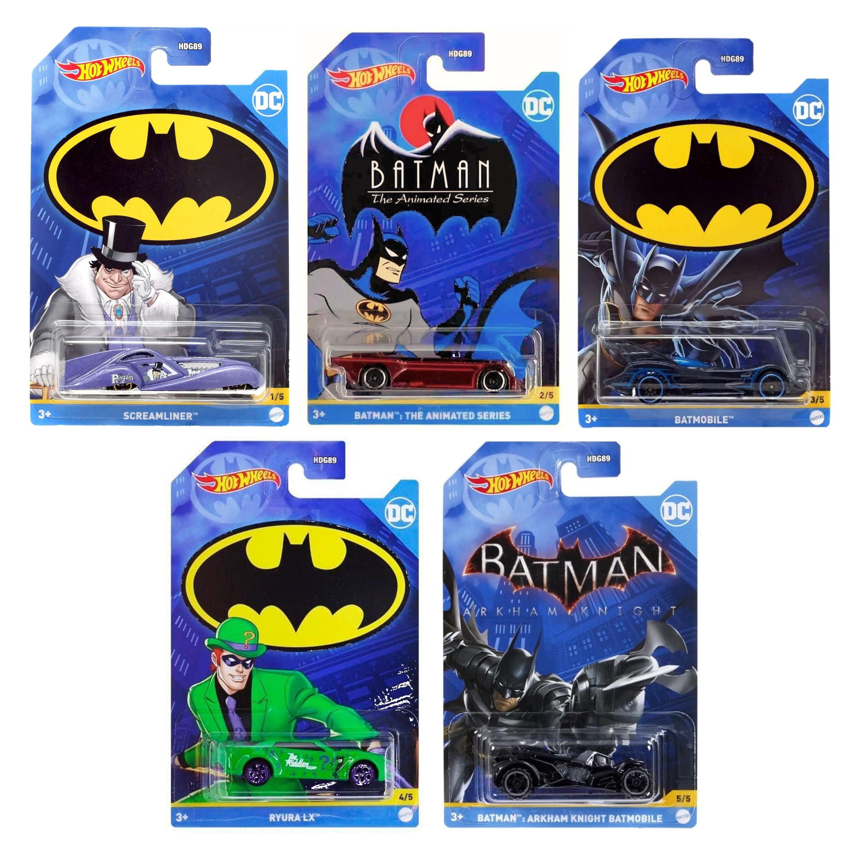 Hot Wheels Batman 2022 Batmobile Mix 4 Complete Set of 5 Diecast
