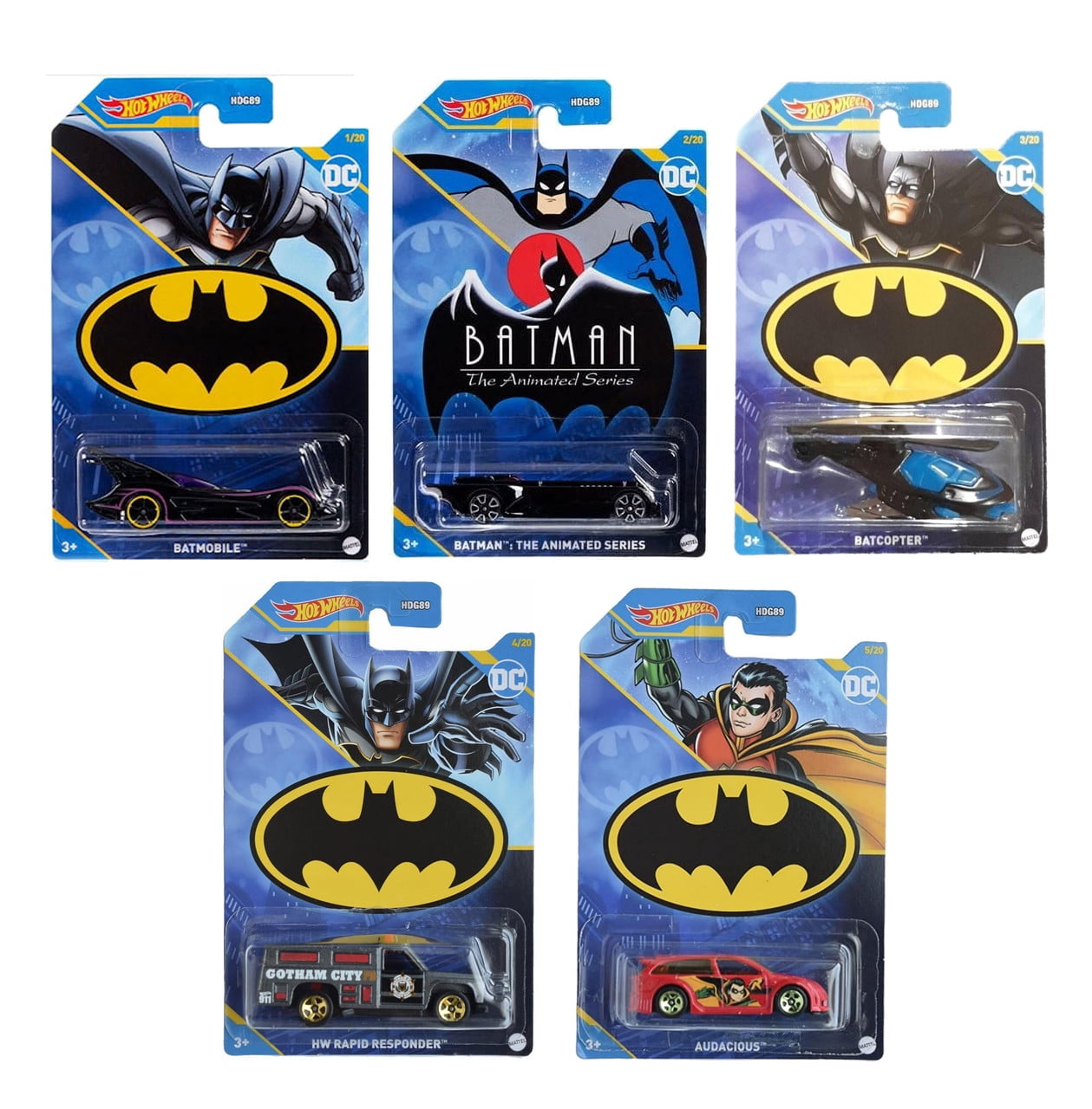 Hot Wheels Batman 2023 Batmobile Complete Set of 5 Diecast Vehicles Mix 1 HDG89-956E