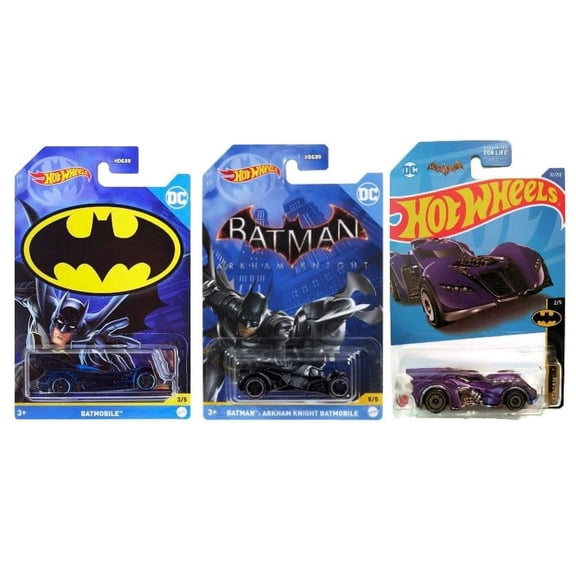 Hot Wheels Batman Batmobile Bundle of 3 Diecast Vehicles from Basic and Premium Basic Releases