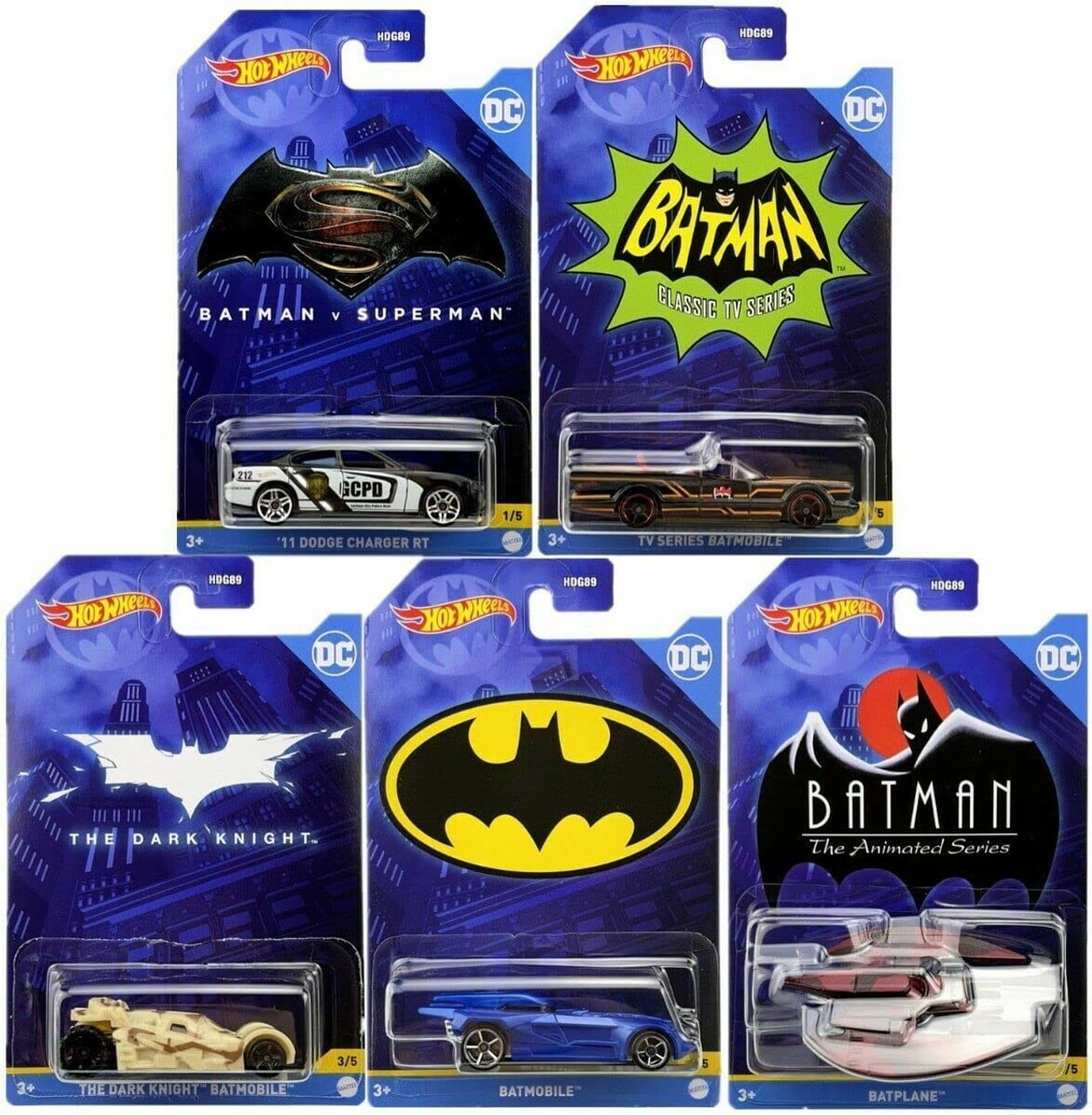 2022 Hot Wheels Batman Comic Theme Batmobiles Series (5 Cars