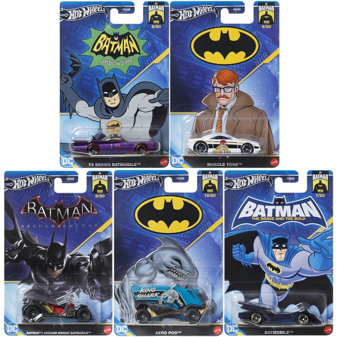 Hot Wheels Batman Die-Cast Car Collection, Classic TV Series and Arkham Knight, Limited Edition, 5-Pack HDG89-956K