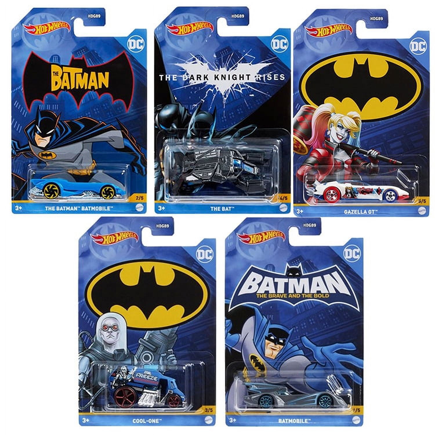 Hot Wheels Batman Theme DC Comics Series Diecast Model Set - 5