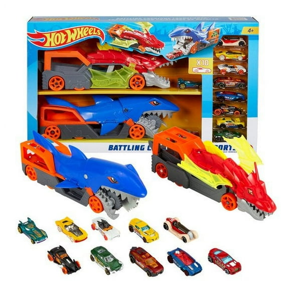 Hot Wheels Battling Creature Transports Haulers With 10 Die Cast Cars