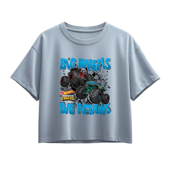 Hot Wheels - Big Actions Big Wheels Girls' Short Sleeve Boxy Graphic T-Shirt