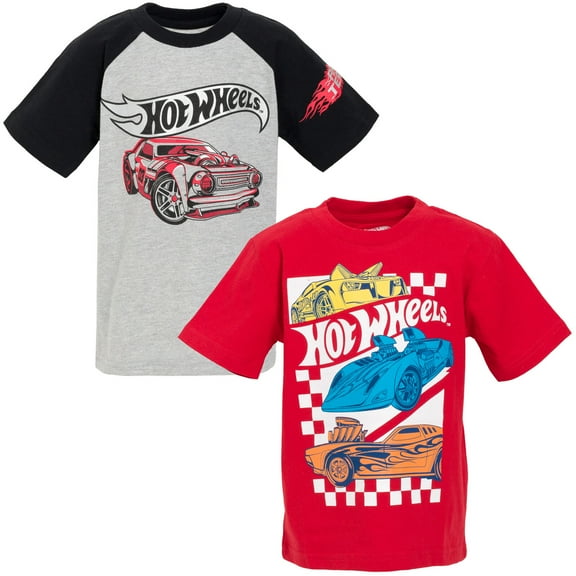 Hot Wheels Big Boys 2 Pack T-Shirts Toddler to Big Kid