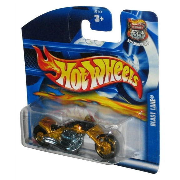 Hot Wheels Blast Lane (2006) Yellow Toy Motorcycle #136 - (Short Card)