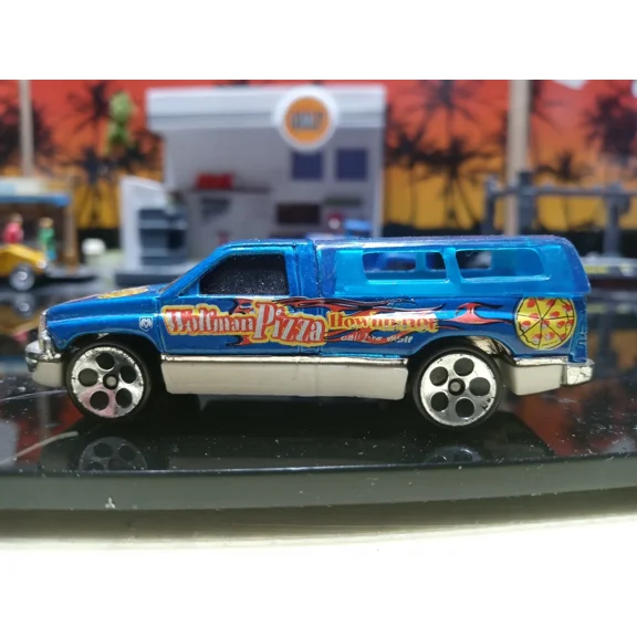 Hot Wheels Blue Dodge Ram Truck Diecast Covered Bed Wolfman Pizza