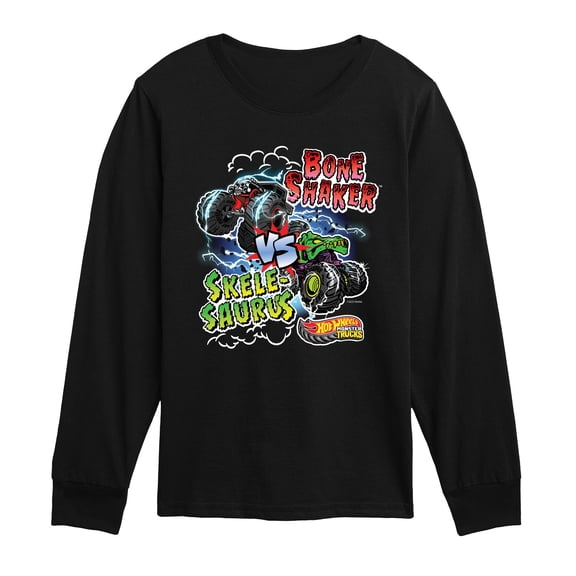 Hot Wheels - Bone Shaker Vs Skelesaurus -Youth Long Sleeve Graphic T-Shirt