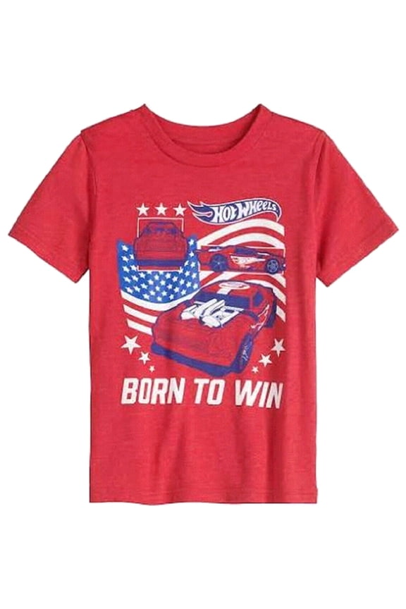 Hot Wheels Boys "Born To Win" Patriotic Racing T-Shirt