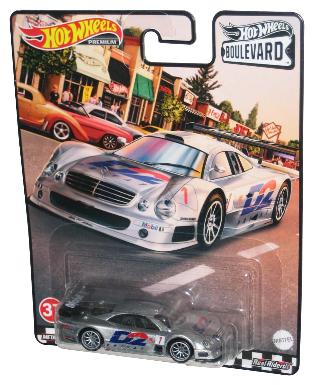 Hot Wheels Boulevard (2020) Silver 1997 Mercedes-Benz CLK-GTR Real Riders Car #37 - (Cracked Plastic)