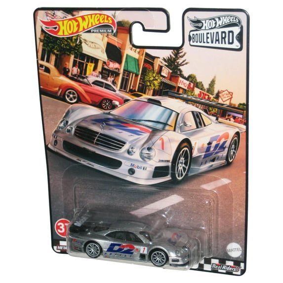 Hot Wheels Boulevard (2020) Silver 1997 Mercedes-Benz CLK-GTR Real Riders Car #37 - (Cracked Plastic)