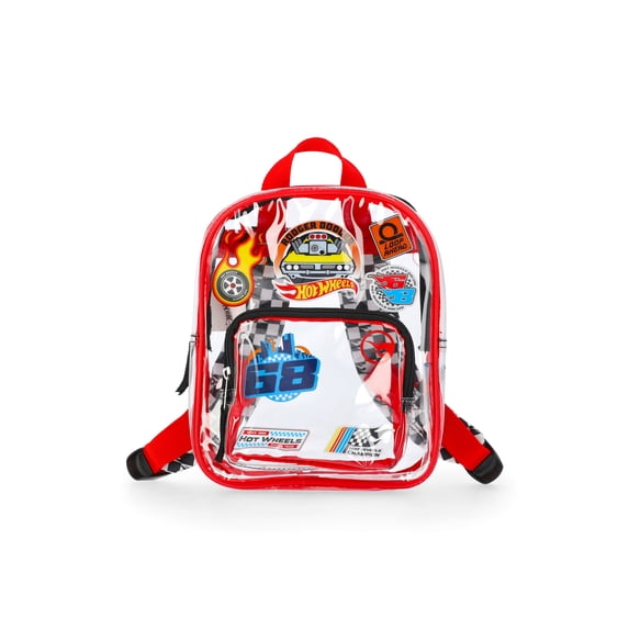 Hot Wheels Boys Clear Mini Backpack, Red
