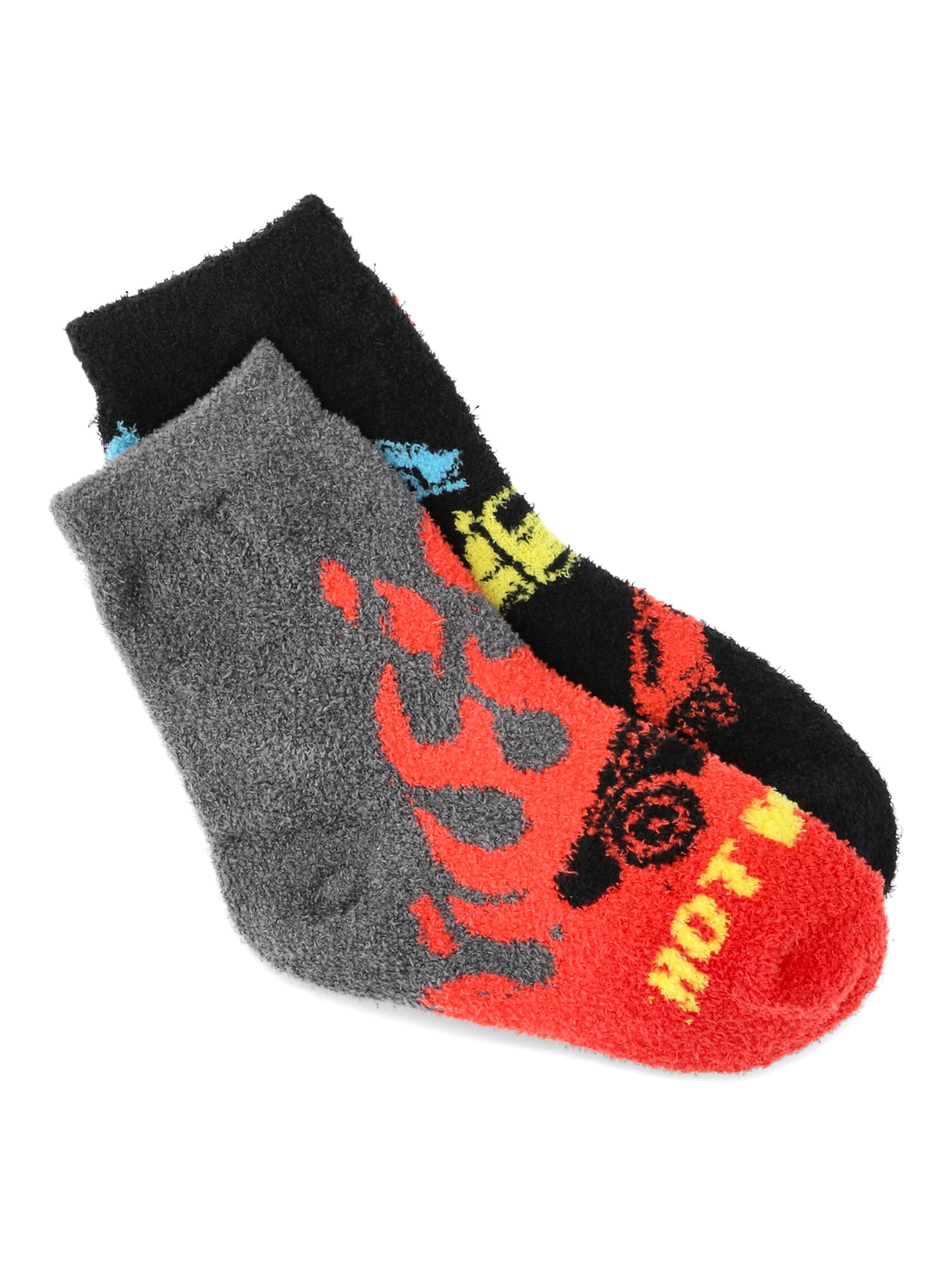 Hot Wheels Boys Cozy Socks, 2-Pack, Sizes S/M-M/L