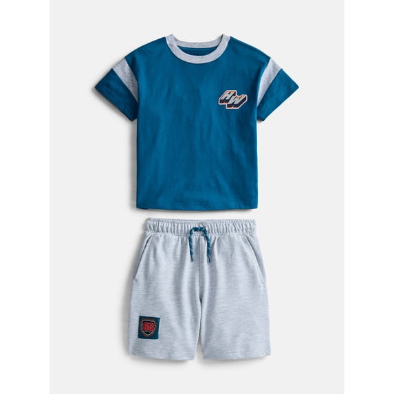 Hot Wheels Boys Graphic Tee with Short Sleeves and Shorts Set, 2 Piece, Sizes 4-16