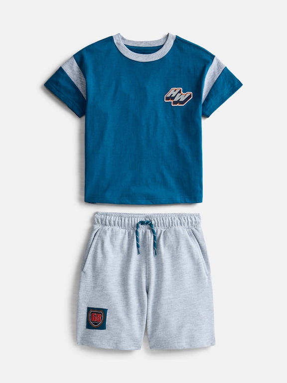 Boys Graphic Tee with Short Sleeves and Shorts Set, 2 Piece, Sizes 4-16