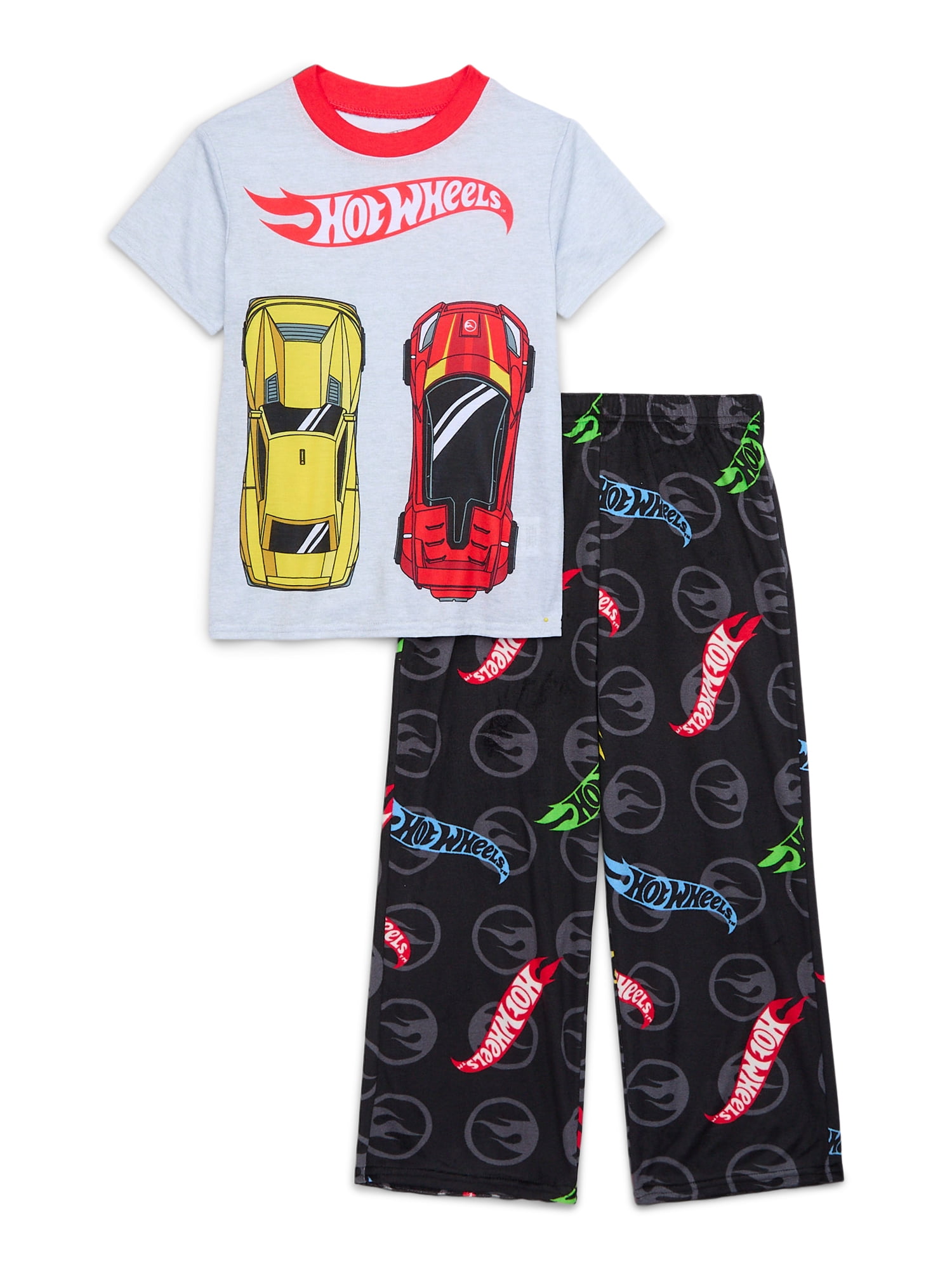 Hot Wheels Girls Short Sleeve Sleep Top and Pants Pajama Set 2 Piece Sizes 4 10