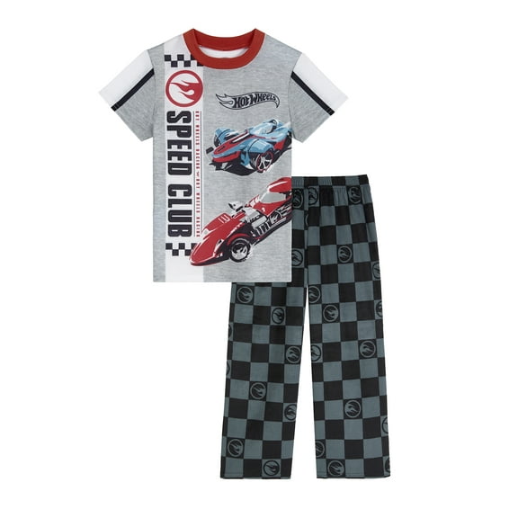 Hot Wheels Boys Short Sleeve Top and Sleep Pants Pajama Set, 2-Piece, Sizes 4-16
