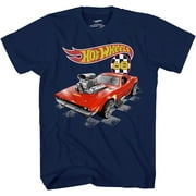 Hot Wheels Boys T-shirt, Printed Cartoon Cars Graphic Shirt Navy - M