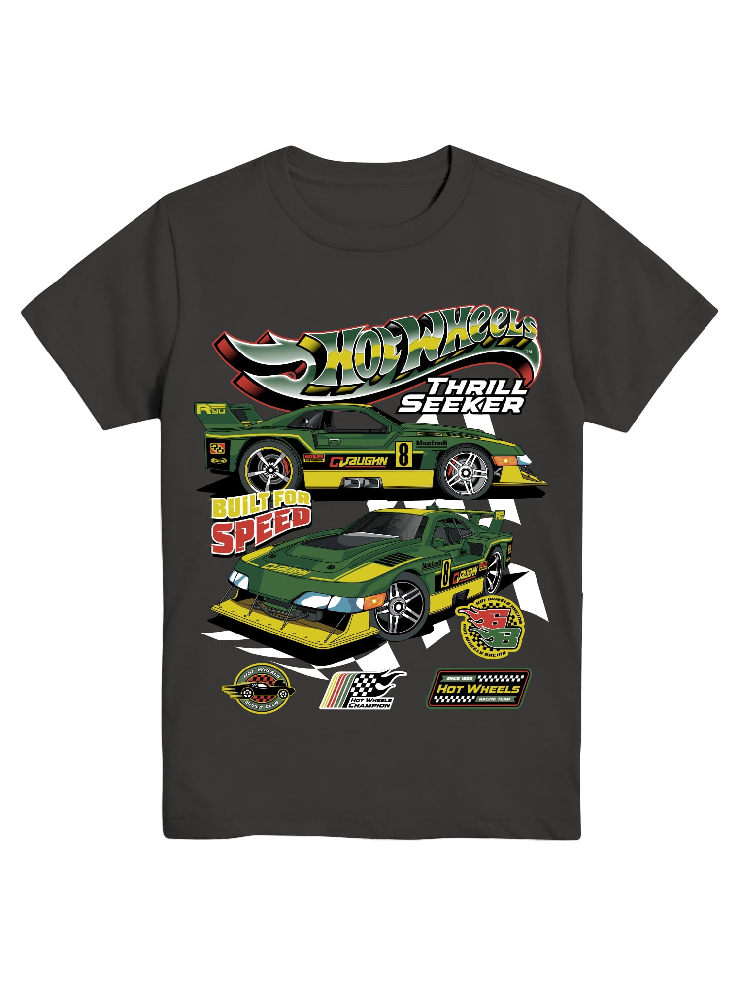 Hot Wheels Boys Thrill Seeker Crew Neck Short Sleeve Graphic T Shirt Sizes 4 18 Boy s Size 6 7 Gray