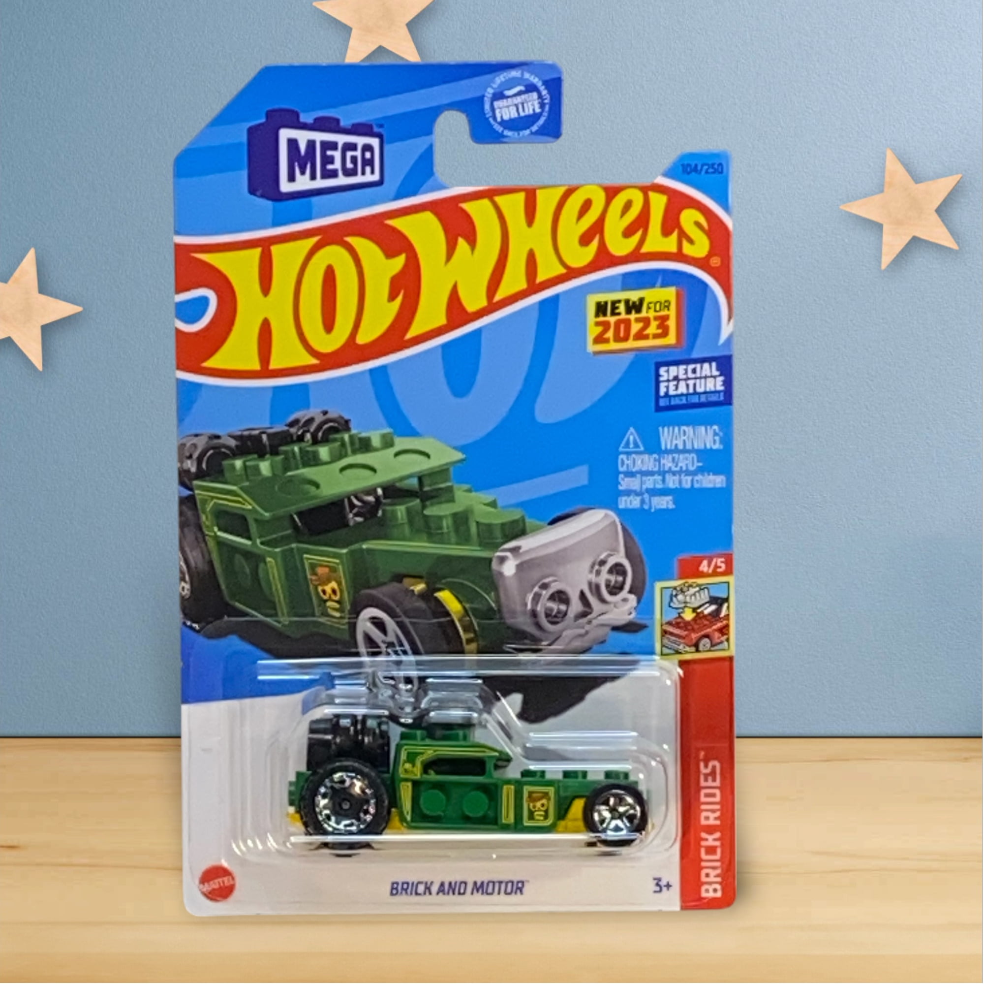Hot Wheels Brick And Motor Green Brick Rides, Die-Cast Metal