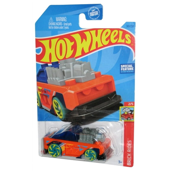 Hot Wheels Brick Rides 2/5 (2021) Orange Custom Small Block Toy Car 30/250