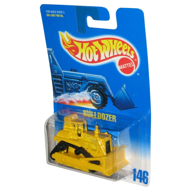 Hot Wheels Bulldozer 1991 Mattel Die Cast Toy Vehicle 146 Card Corner Wear