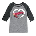 thumbnail image 1 of Hot Wheels - Burnout Heart - Toddler & Youth Raglan Graphic T-Shirt, 1 of 4