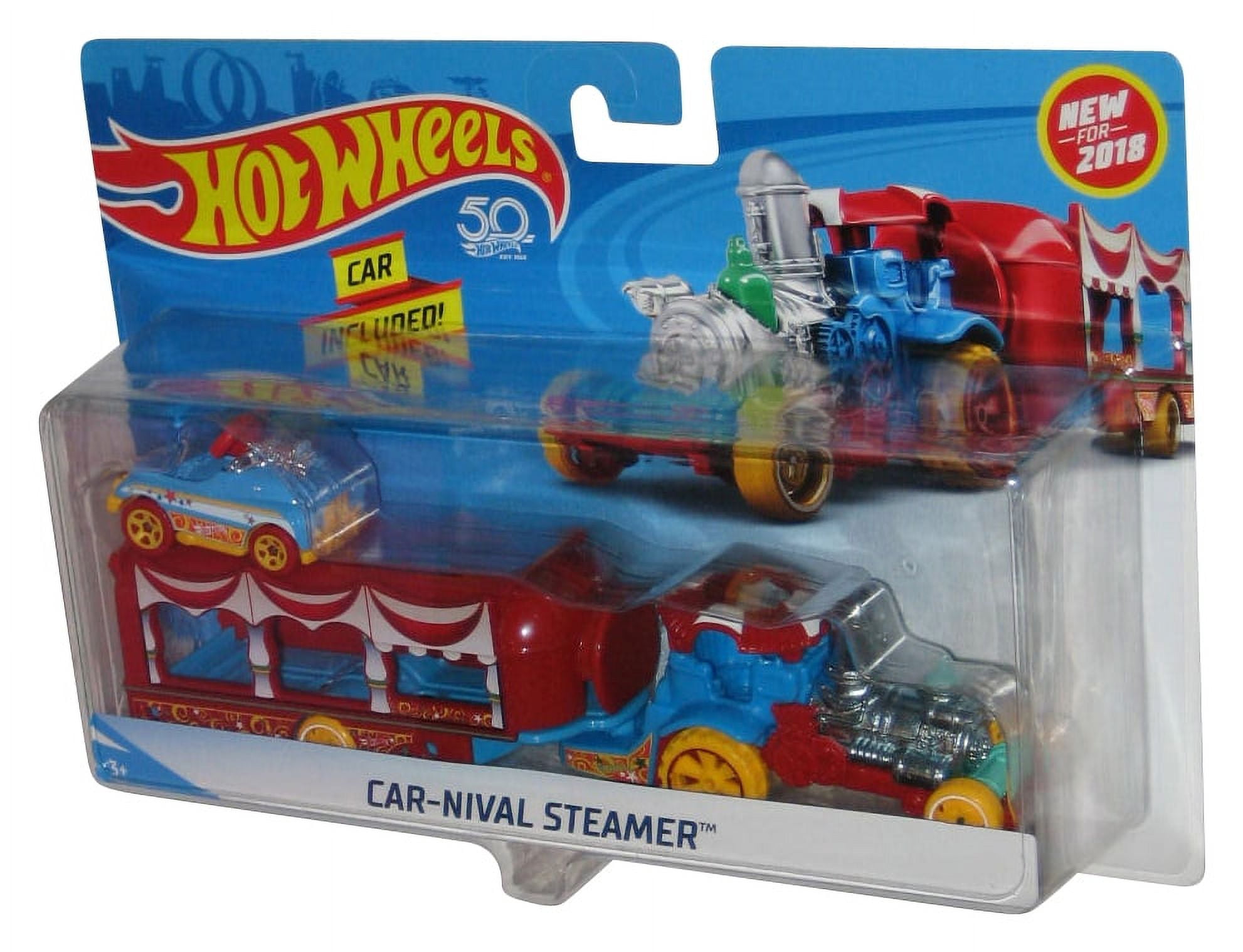 Hot Wheels CarNival Steamer (2018) Red Toy Rig Truck w/ Car