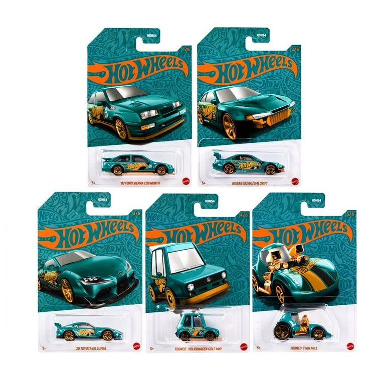 Hot Wheels Car and Truck Play Vehicles, turquoise,5 Count