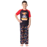 Hot Wheels Cars Boys' Challenge Accepted Raglan Short Sleeve Shirt Pajama Pant Sleep 2 Piece Lounge Set
