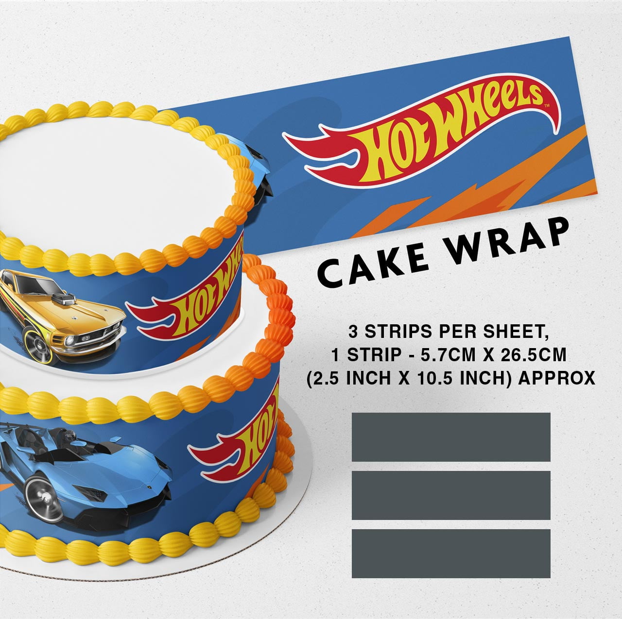 Hot Wheels Cars Collectors Strips Edible Icing Printed Cake Wrap Strips Topper Ribbon Border