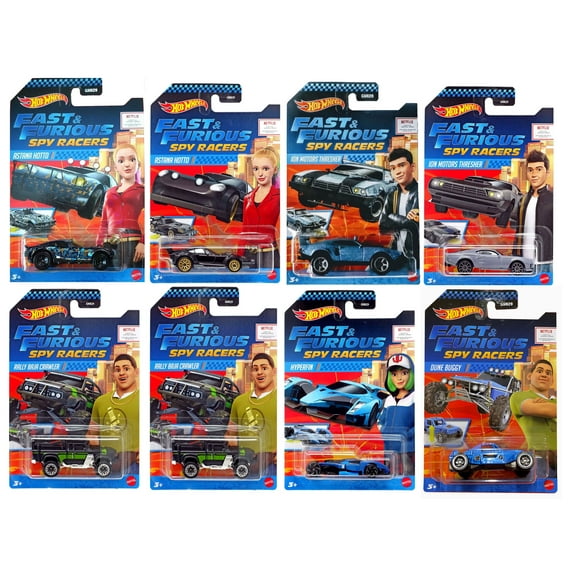 Hot Wheels Mattel Fast & Furious Spy Racers 10Pack DieCast Car Set, 8 Unique Spy Racer Designs with 2 Duplicates, 1:64 Scale, Ages3+
